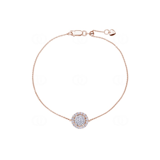 0.50ct Diamond Halo Bracelet 750/18 K Rose Gold - AR-69467-RG