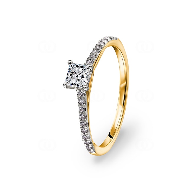 0.50ct diamants bague solitaire pavé or jaune 750/18 ct - RI-25138-GG