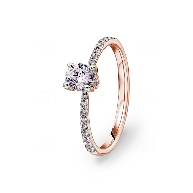 0.50ct Diamanten Pavé Solitärring 750/18 K Roségold - RI-11143-RG