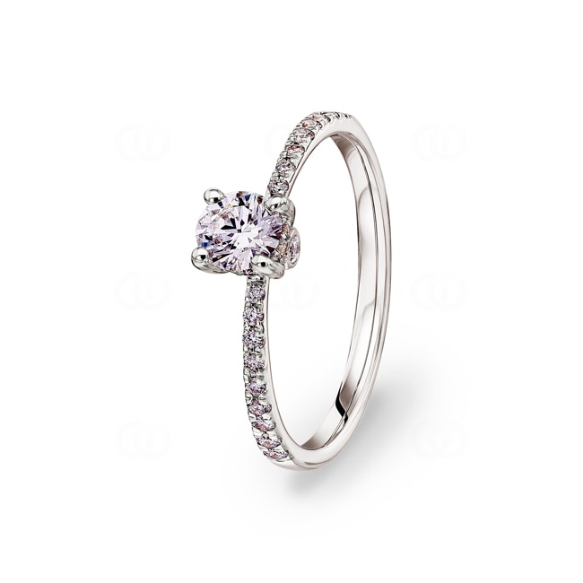 0.50ct Diamonds Pavé Solitaire Ring 750/18 K White Gold - RI-11143-WG