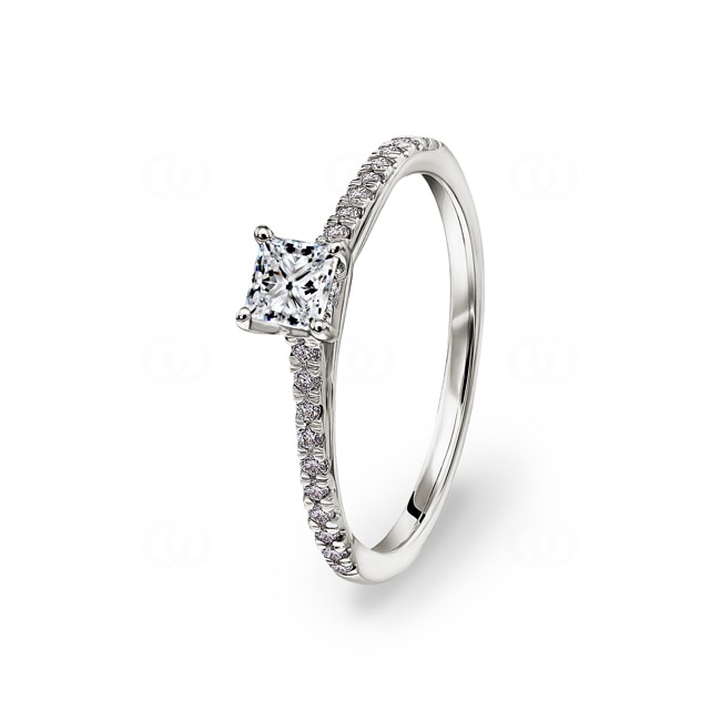 0.50ct Diamanten Pavé Solitärring 750/18 K Weissgold - RI-25138-WG