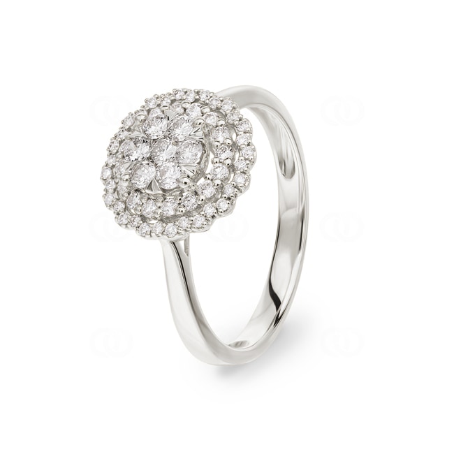 0.51 carats diamants bague halo or gris 750/18 ct - RI-69661-WG