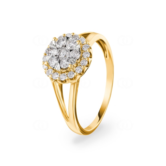 0.51 Karat Diamanten Halo Verlobungsring 750/18 K Gelbgold - RI-69302-GG