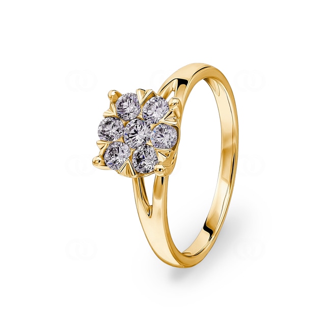 0.51 carats diamants bague de fiançailles or jaune 750/18 ct - RI-69201-GG