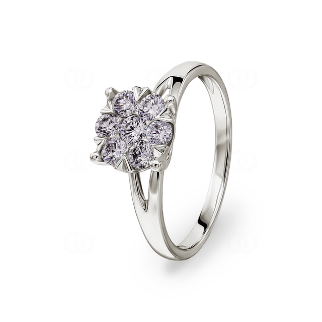 0.51 carats diamants bague de fiançailles or gris 750/18 ct - RI-69201-WG