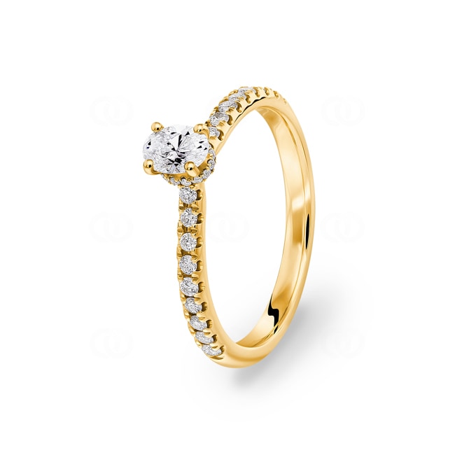 0.55ct diamants bague solitaire pavé or jaune 750/18 ct - RI-6532-04-GG
