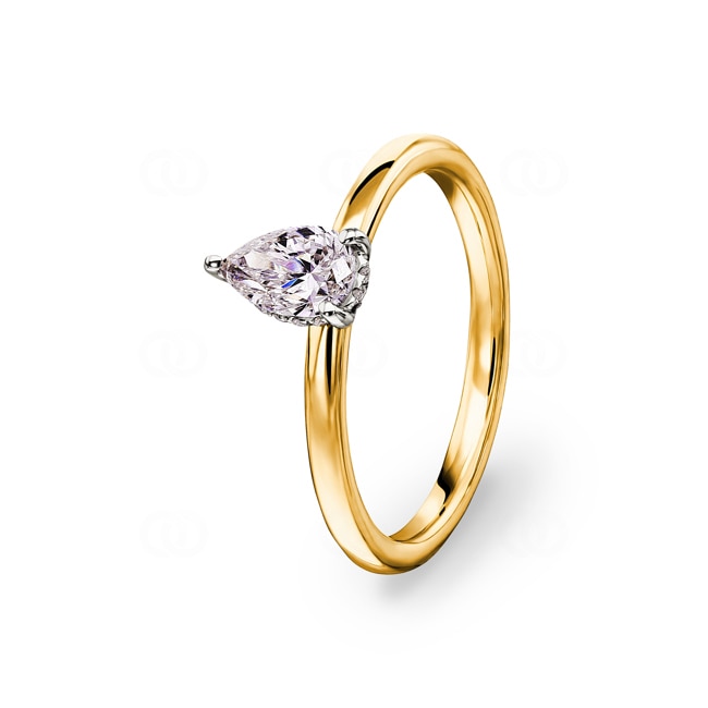 0.55ct bague solitaire poire or jaune 750/18 ct - RI-07266-GG