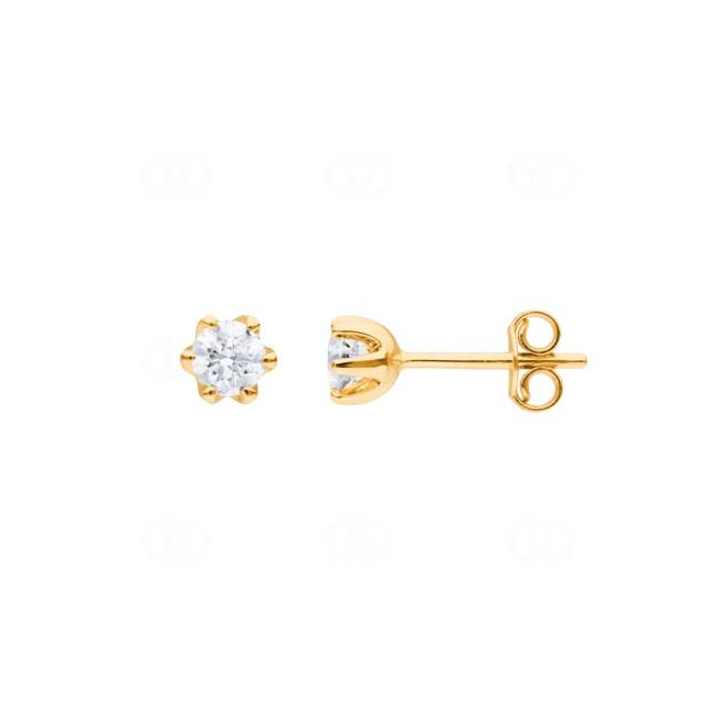 0.60 carats diamants clous d'oreilles solitaire or jaune 750/18 ct, 6 griffes - CGOR002-030-GG