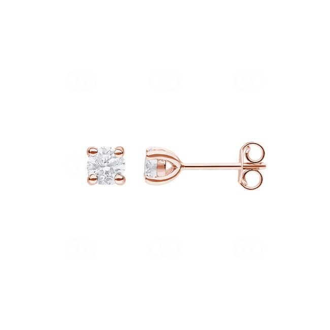 0.60 Karat Solitär Diamantohrstecker 750/18 K Roségold in 4-Griff - CGOR001-030-RG
