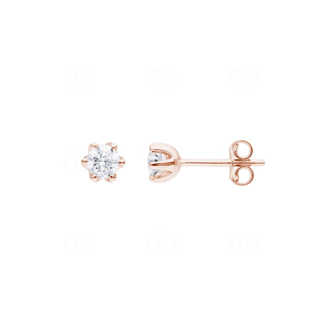 0.60ct Diamond Solitaire Stud Earrings 750/18 K Rose Gold, 6 Prongs - CGOR002-030-RG