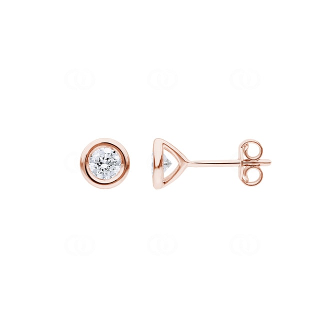 0.60ct Diamond Solitaire Stud Earrings 750/18 K Rose Gold Bezel Set - CGOR003-030-RG
