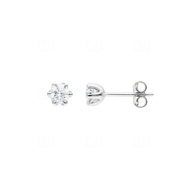 0.60ct Diamond Solitaire Stud Earrings 750/18 K White Gold, 6 Prongs - CGOR002-030-WG