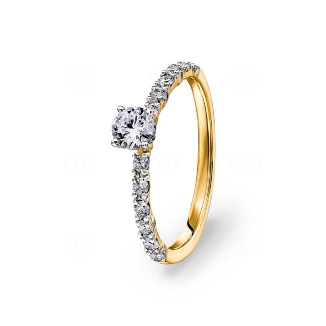 0.62ct diamants bague solitaire pavé or jaune 750/18 ct - RI-28673-GG