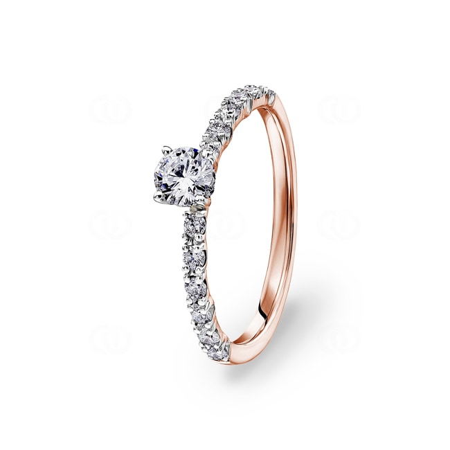 0.62ct diamants bague solitaire pavé or rosé 750/18 ct - RI-28673-RG