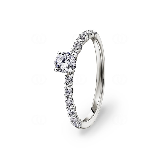 0.62ct diamants bague solitaire pavé or gris 750/18 ct - RI-28673-WG