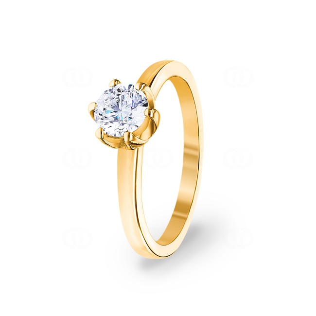 0.70ct GIA Diamond Engagement Ring 750/18 K Yellow Gold in 6 Prongs - CGSO002-070-GG