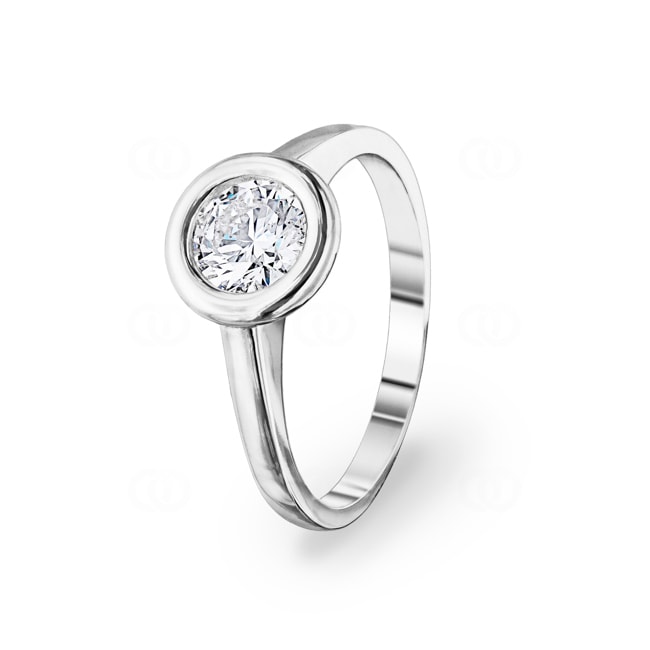 0.70 carats diamant GIA bague de fiançailles or gris 750/18 ct serti clos - CGSO003-070-WG