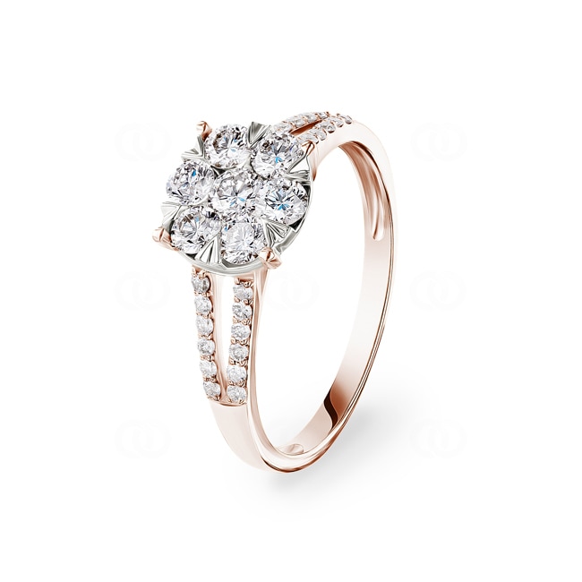 0.74 Karat Diamanten Verlobungsring 750/18 K Roségold - RI-69318-RG