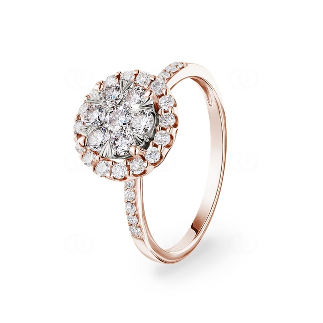 0.75ct Diamond Halo Engagement Ring 750/18 K Rose Gold - RI-69231-RG