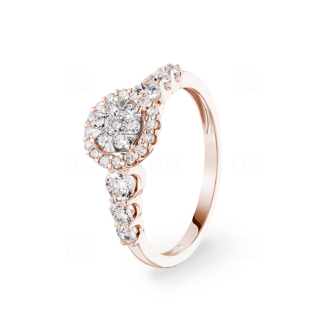 0.75 Karat Diamanten Halo Verlobungsring 750/18 K Roségold - RI-69532-RG