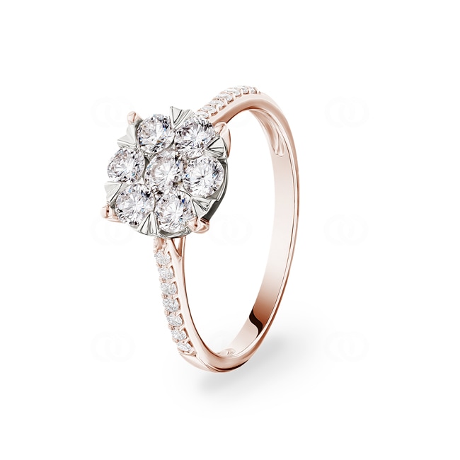0.75 carats diamants bague de fiançailles or rosé 750/18 ct - RI-69271-RG