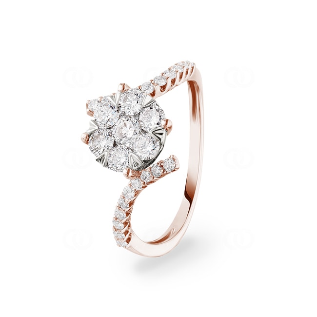 0.75 carats diamants bague de fiançailles or rosé 750/18 ct - RI-69295-RG