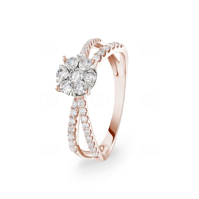 0.75 Karat Diamanten Verlobungsring 750/18 K Roségold - RI-69537-RG