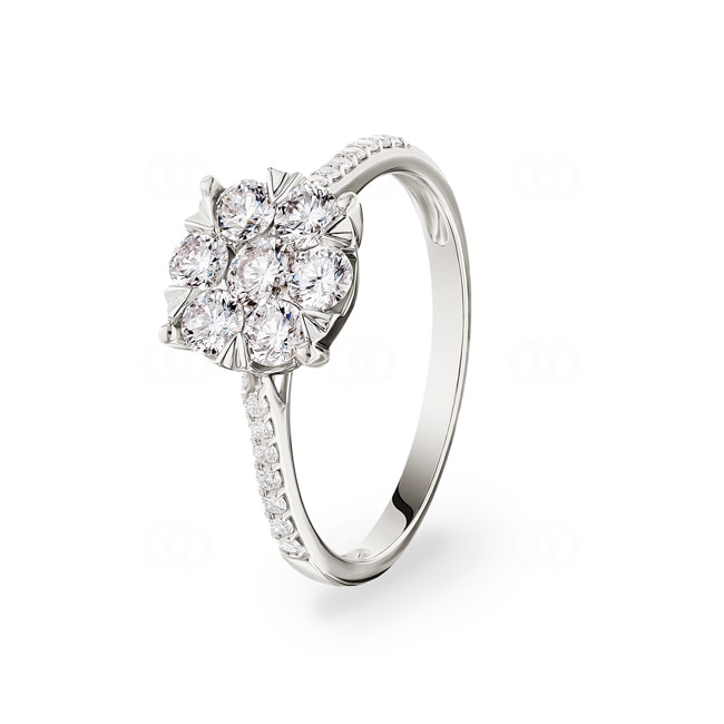 0.75 carats diamants bague de fiançailles or gris 750/18 ct - RI-69271-WG