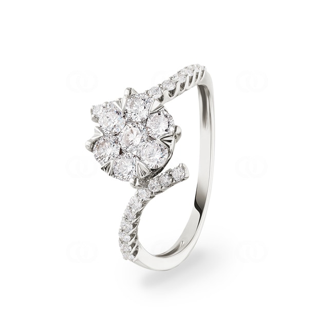 0.75 carats diamants bague de fiançailles or gris 750/18 ct - RI-69295-WG