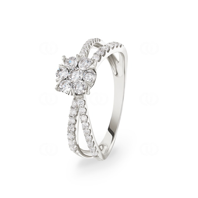 0.75 Karat Diamanten Verlobungsring 750/18 K Weissgold - RI-69537-WG