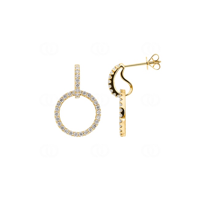 0.75ct Diamond Drop Earrings 750/18 K Yellow Gold - OR-43734-GG