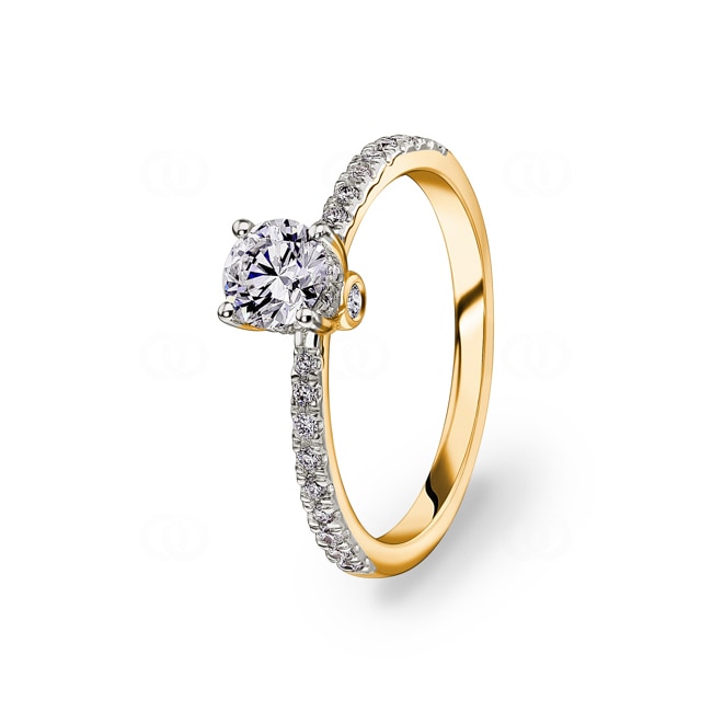 0.75ct diamants bague solitaire pavé or jaune 750/18 ct - RI-28680-GG