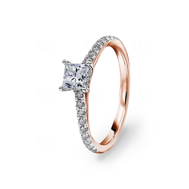 0.75ct Diamonds Pavé Solitaire Ring 750/18 K Rose Gold - RI-28675-RG
