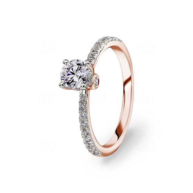 0.75ct diamants bague solitaire pavé or rosé 750/18 ct - RI-28680-RG