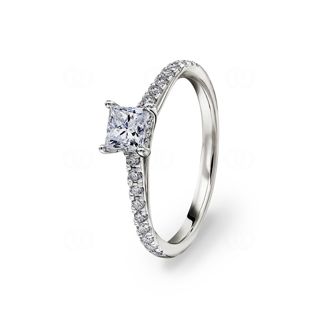 0.75ct Diamonds Pavé Solitaire Ring 750/18 K White Gold - RI-28675-WG