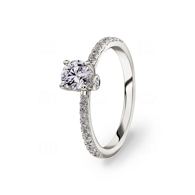 0.75ct diamants bague solitaire pavé or gris 750/18 ct - RI-28680-WG