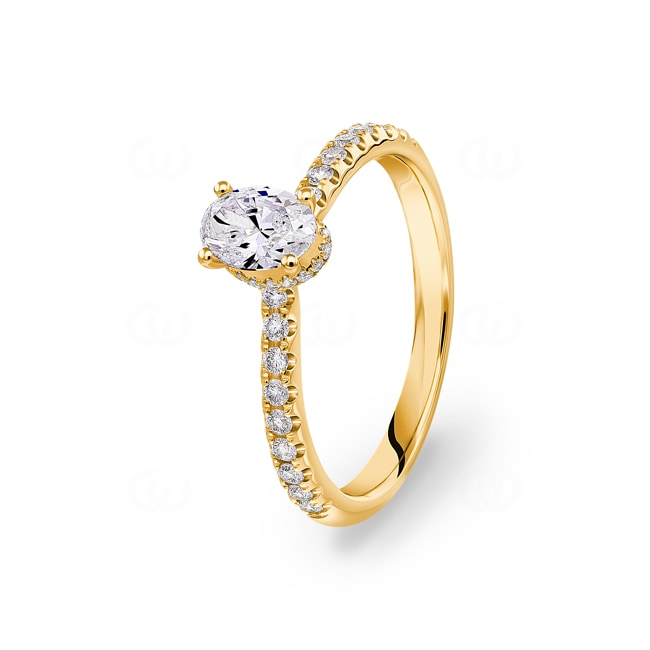 0.77ct diamants bague solitaire pavé or jaune 750/18 ct - RI-6531-04-GG