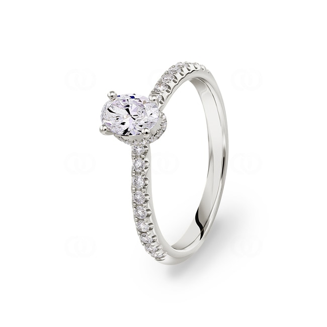0.77ct diamants bague solitaire pavé or gris 750/18 ct - RI-6531-02-WG