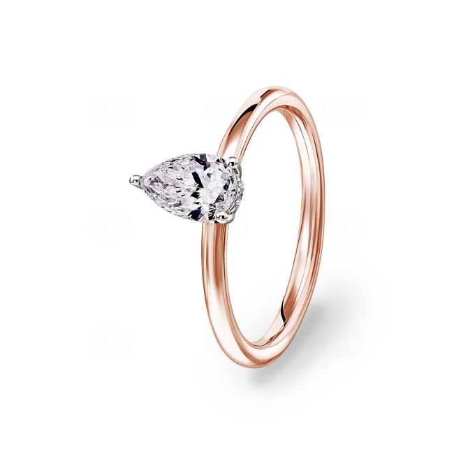 0.82ct bague solitaire poire or rosé 750/18 ct - RI-07267-RG