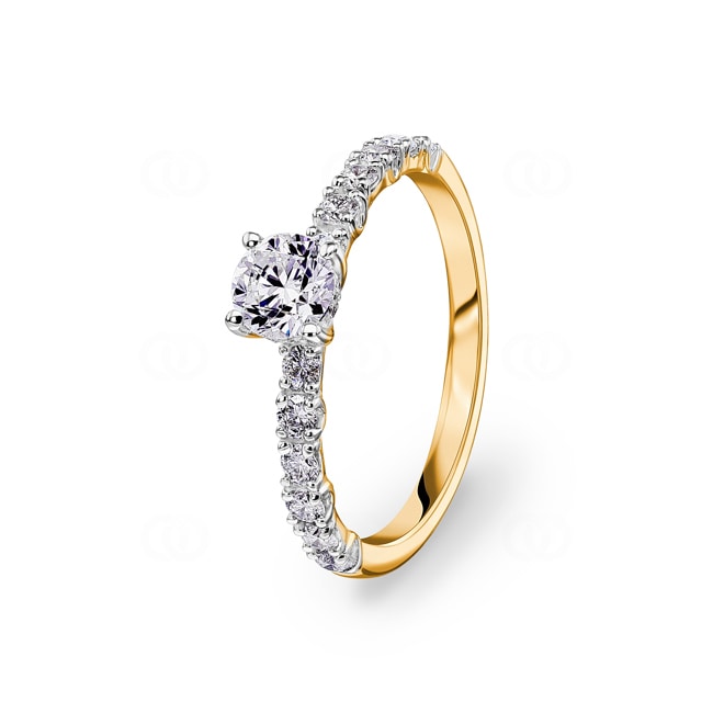0.90ct diamants bague solitaire pavé or jaune 750/18 ct - RI-28674-GG