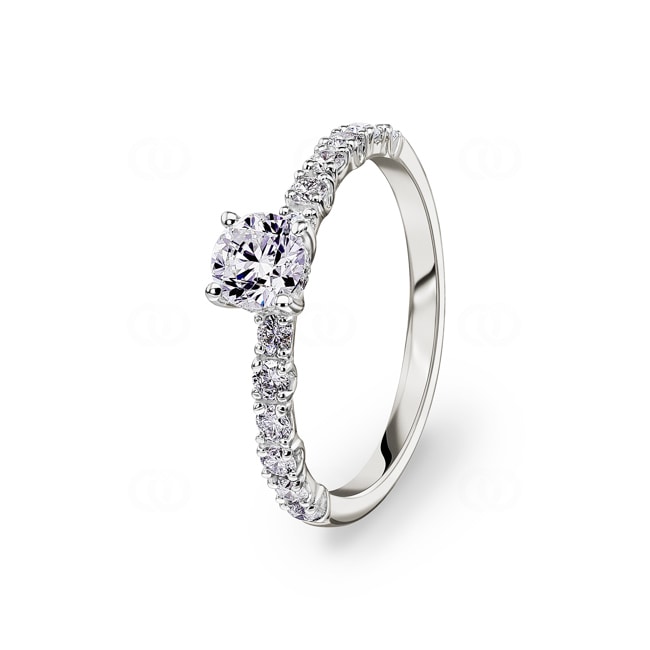 0.90ct diamants bague solitaire pavé or gris 750/18 ct - RI-28674-WG