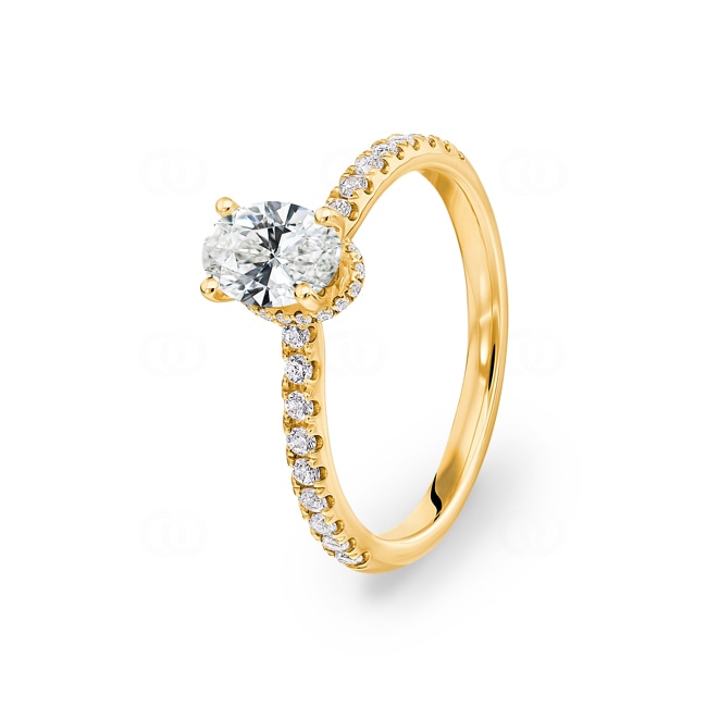 0.97ct diamants bague solitaire pavé or jaune 750/18 ct - RI-6530-03-GG