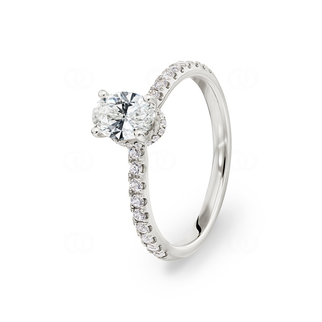 0.97ct Diamanten Pavé Solitärring 750/18 K Weissgold - RI-6530-02-WG