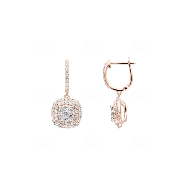 1.00ct Diamond Hoop Earrings 750/18 K Rose Gold - OR-69848-RG