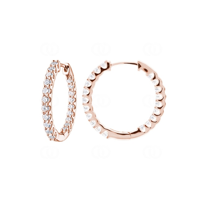 1.00 Karat Diamant-Kreolen 750/18 K Roségold Ø 20mm - OR-69444-RG