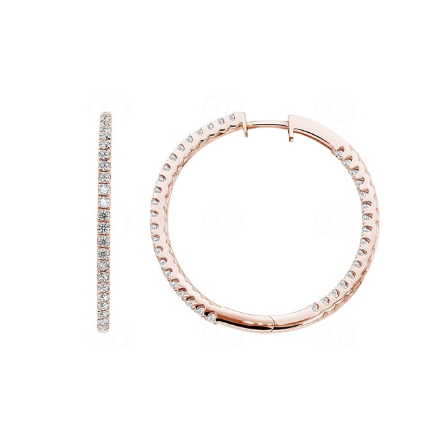 1.00ct Diamond Hoop Earrings 750/18 K Rose Gold Ø 29mm - OR-69454-RG