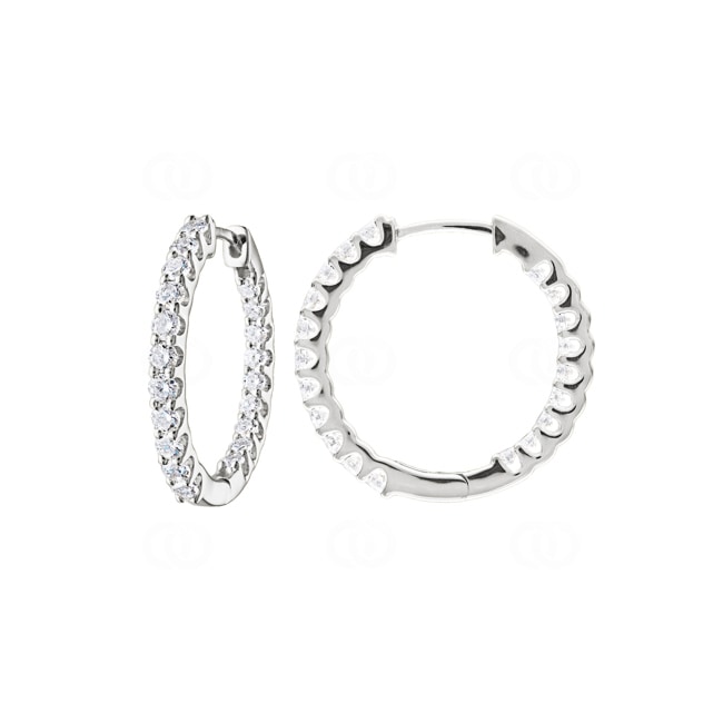 1.00 Karat Diamant-Kreolen 750/18 K Weissgold Ø 20mm - OR-69444-WG