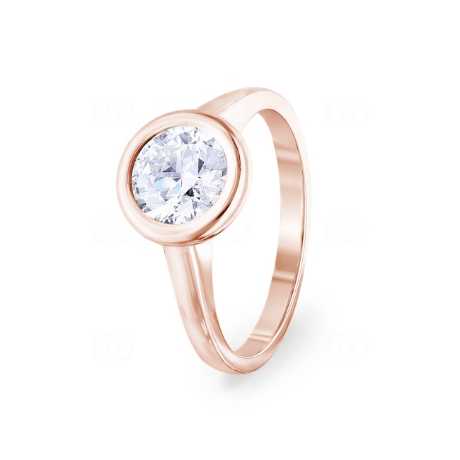 1.00ct GIA Diamond Engagement Ring 750/18 K Rose Gold Bezel Set - CGSO003-0100-RG