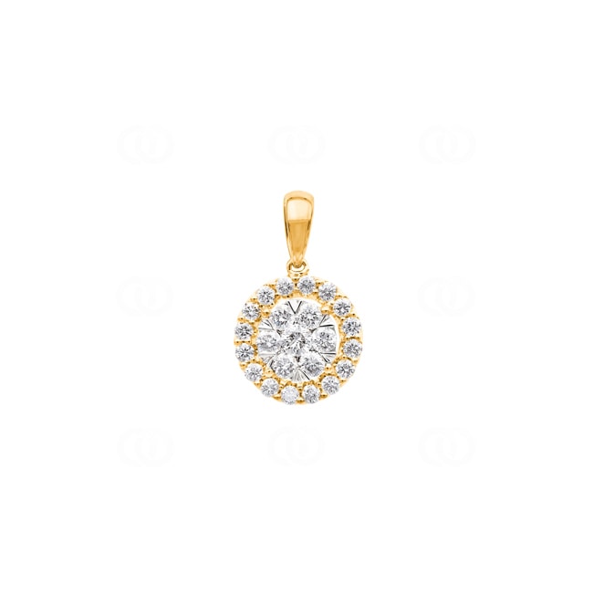 1.00ct Diamond Halo Pendant 750/18 K Yellow Gold - AN-69257-GG