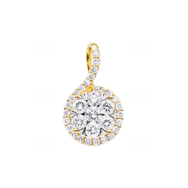 1.00ct Diamond Halo Pendant 750/18 K Yellow Gold - AN-69294-GG
